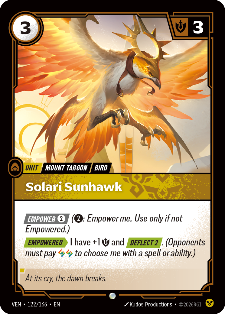 Solari Sunhawk VEN-122 Riftbound card