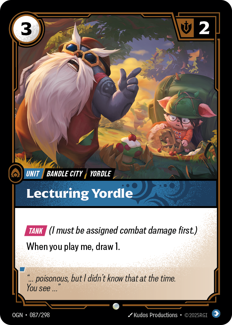 Lecturing Yordle OGN-087 Riftbound card