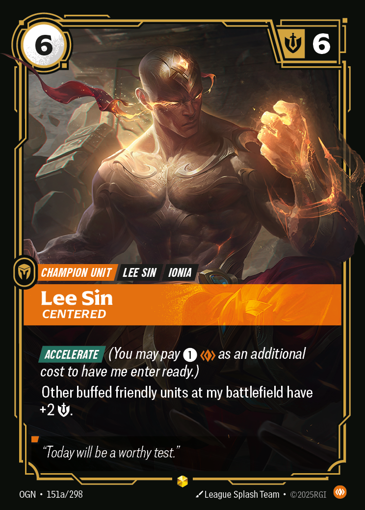 Lee Sin, Centered OGN-151a Riftbound card