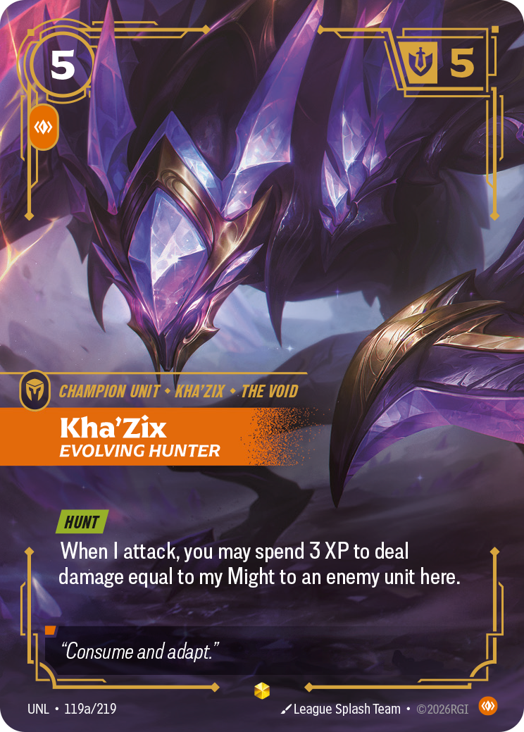 Kha'Zix, Evolving Hunter UNL-119a Riftbound card