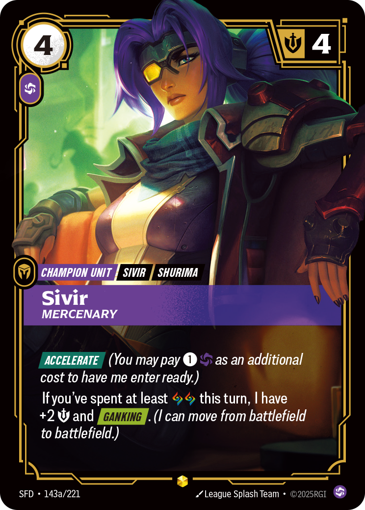 Sivir, Mercenary SFD-143a Riftbound card