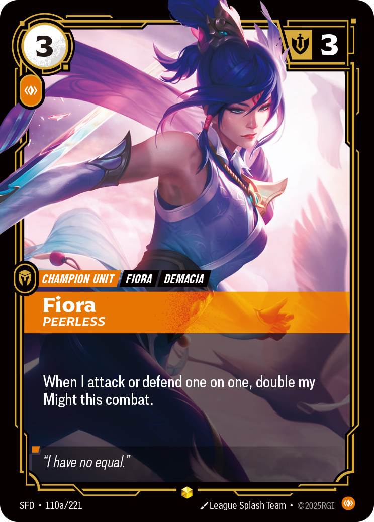 Fiora, Peerless SFD-110a Riftbound card