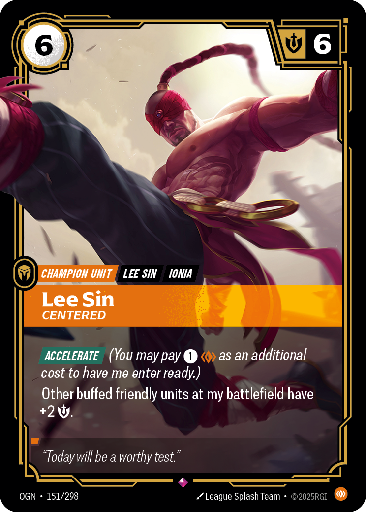 Lee Sin, Centered OGN-151 Riftbound card