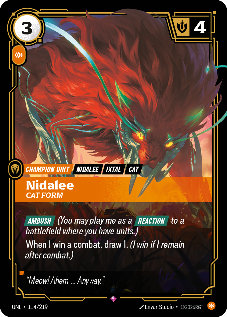 Nidalee, Cat Form UNL-114 Riftbound card