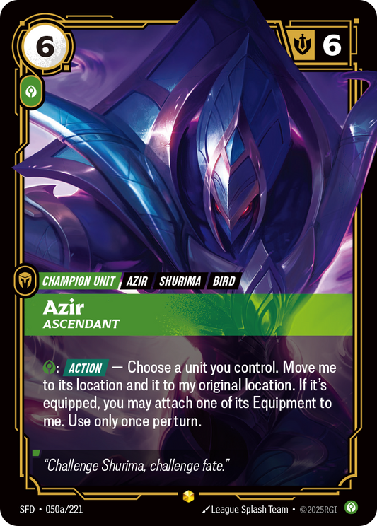 Azir, Ascendant SFD-050a Riftbound card