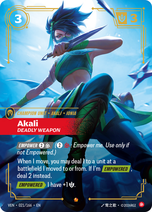 Akali, Deadly Weapon VEN-021 Riftbound card