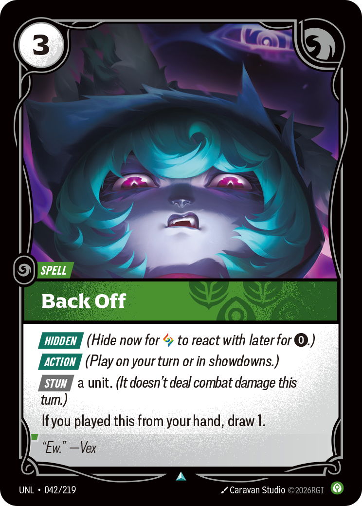 Back Off UNL-042 Riftbound card