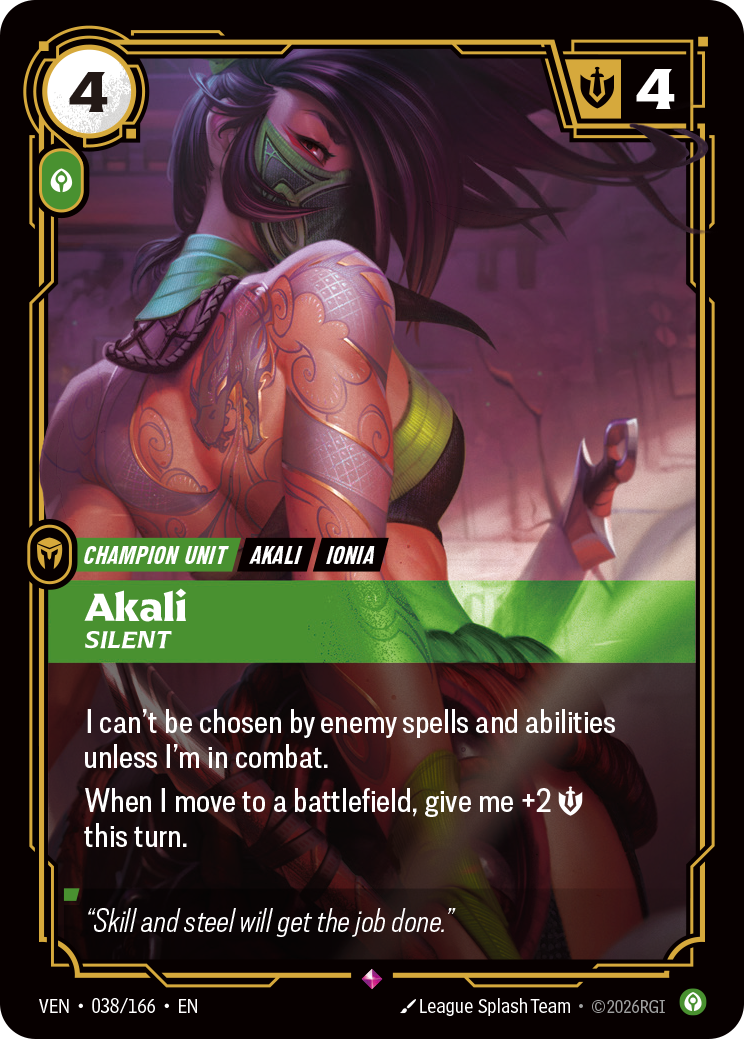 Akali, Silent VEN-038 Riftbound card