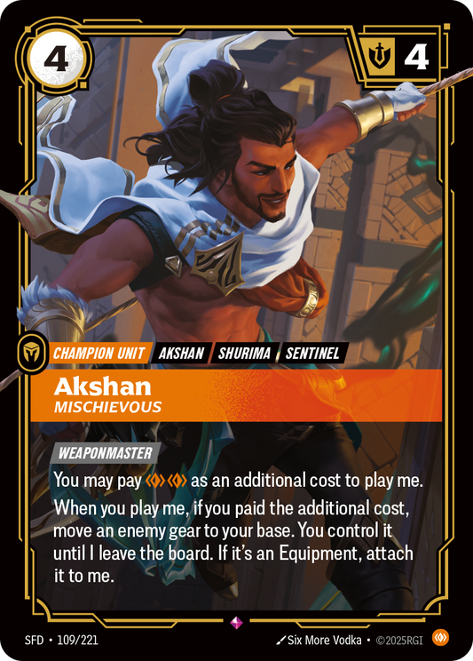 Akshan, Mischievous SFD-109 Riftbound card